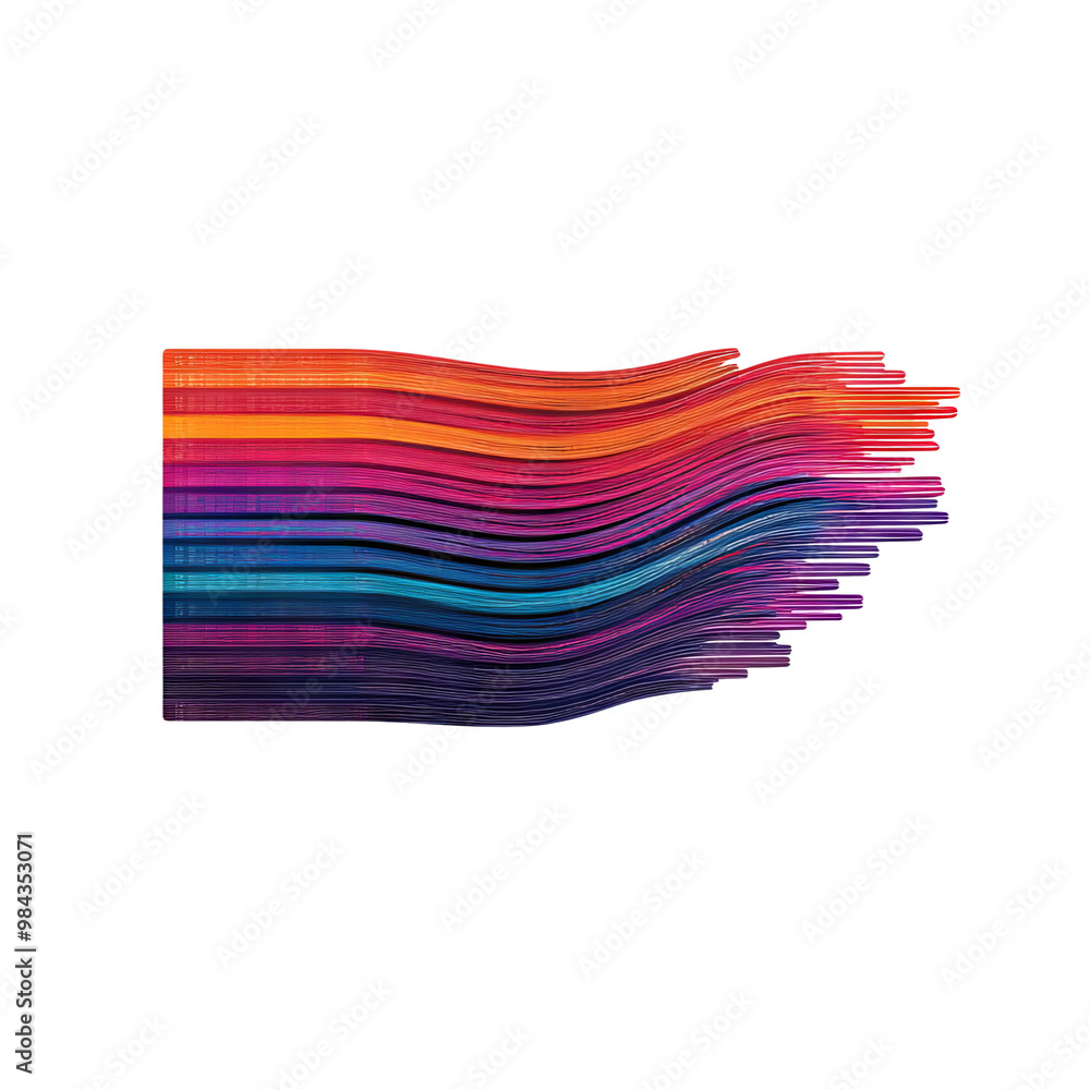 Poster abstract wave patterns in vibrant colors, white isolate background