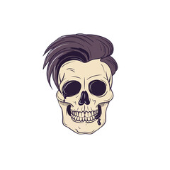 Obraz premium Skull with Trendy Hairstyle