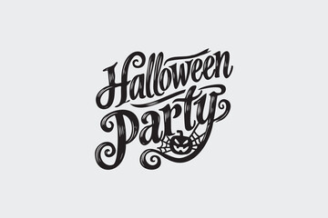 Happy Halloween Party handwritten text. Hand lettering typography. Modern brush ink calligraphy isolated on white background for holiday banner, poster, greeting card, party invitation.