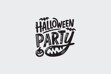 Happy Halloween Party handwritten text. Hand lettering typography. Modern brush ink calligraphy isolated on white background for holiday banner, poster, greeting card, party invitation.