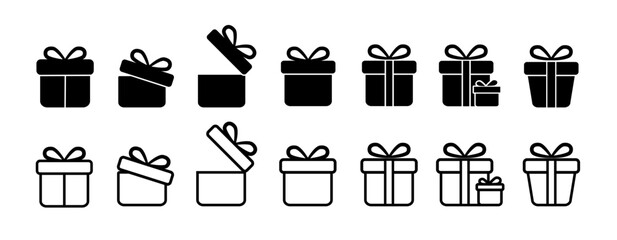 Christmas gift set icon. Surprise gift boxes collection. Stock vector. Vector illustration.