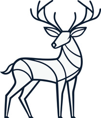 Set of deer in continuous line art drawing style. Continuous line drawing collection of deer. Deer in abstract and minimalist linear icon set. Vector illustration Pro Vector.
