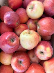 red apples on a market. close up of apples seen from above - fruit background