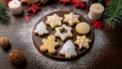 Fototapeta premium christmas cookies and christmas decorations