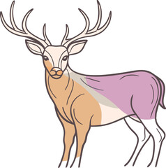 Set of deer in continuous line art drawing style. Continuous line drawing collection of deer. Deer in abstract and minimalist linear icon set. Vector illustration Pro Vector.