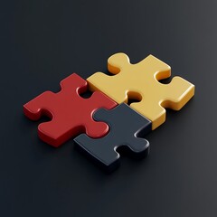 Fototapeta premium 3D Puzzle Icon: Symbol of Problem Solving and Fit Logo Illustration