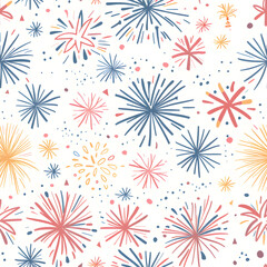 New Year's and Christmas festival seamless pattern in a 2D doodle illustrator style on pastel color backgrounds for graphic advertising.