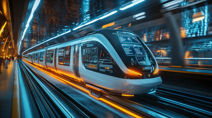 Futuristic Electric Trains with Real Time Traffic Updates and Smart Transportation Features