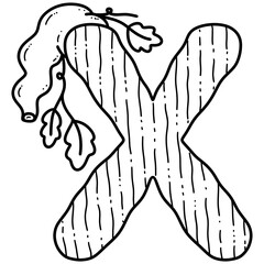 Alphabet X Whimsical pumpkin Alphabet and Numbers Doodle Design