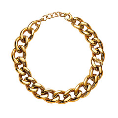 Photography of a Striking Gold Chain Necklace on White Background