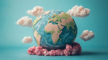 A 3D business globe with swirling financial search queries around it, symbolizing the fluidity of corporate data searches, cute icon style on clean background