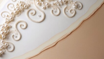 진주 장식이 있는 베이지와 화이트톤의 배경