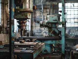 Fototapeta premium Drill press in an industrial setting