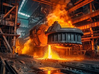 Electric arc furnace in a steel mill