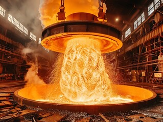 Electric arc furnace in a steel mill