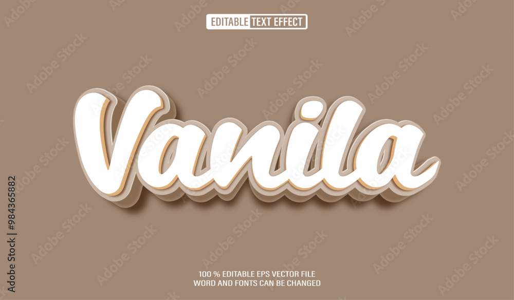 Poster editable 3d text style effect - vanila chocolate text effect template