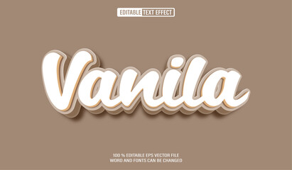 Editable 3d text style effect - Vanila Chocolate text effect Template
