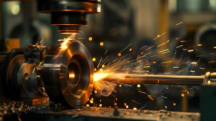 Metal spinning lathe in action