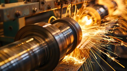 Metal spinning machine in operation