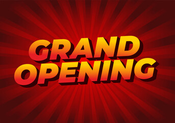 Grand opening. Text effect in modern colors with 3D style