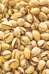 Concepts of Food. Closeup View of Fried Fresh Pile of Pistachios