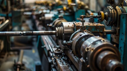 Pipe threading machine in a factory