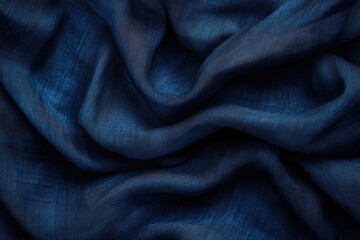Fototapeta premium Blue natural fabric. Full frame.