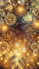 Festive Fireworks Display with Golden Sparkles against Dark Sky