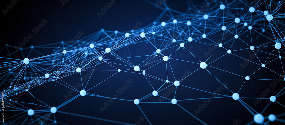 Aufkleber abstract digital network connectivity concept with interconnected lines and dots on dark background 