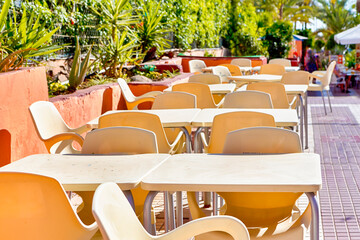 Open Air Cafe in Maspalomas At Gran Canaria in Spain as Favorite Tourist and Vacation Place on The Island