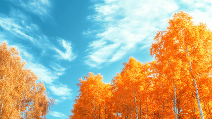 autumn trees under blue sky 