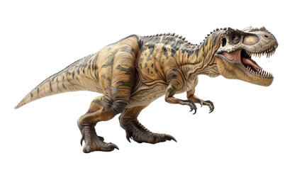 Obraz premium Isolated Giganotosaurus model on a white background, highlighting its intimidating posture, large claws, and robust physical traits
