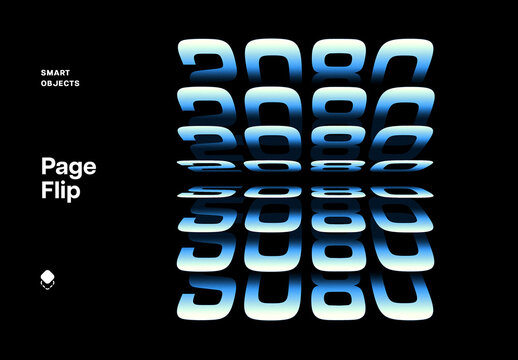 Page Flip Text Effect Mockup