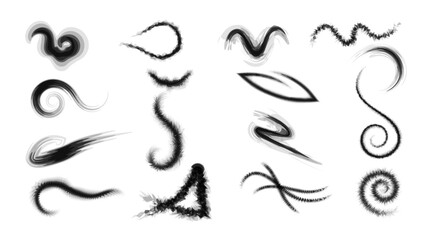 Curls are hand-drawn strokes. Brush strokes and grunge Vector illustration.Paintbrush, splash, spray, ink splatter and paint marks.