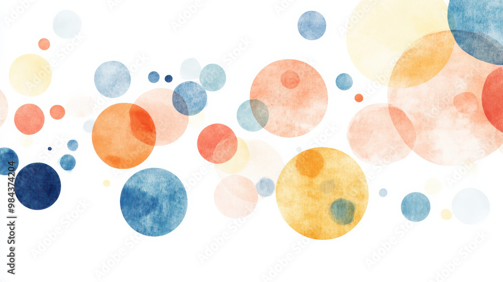 Poster vibrant watercolor circles in assorted colors create a dynamic and playful background, perfect for a