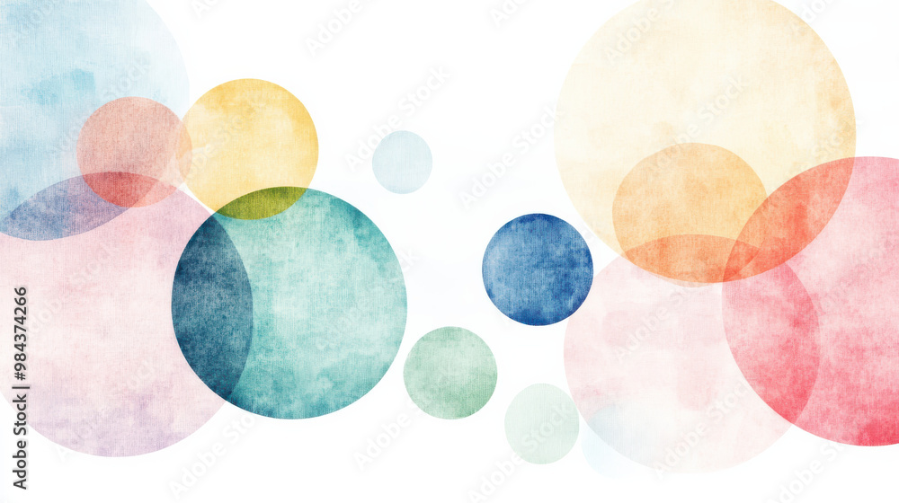 Poster a vibrant abstract design featuring colorful circles and soft textures, ideal for backgrounds, wallp