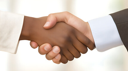 Description: A close-up of a handshake between two professionals, representing a partnership based on equal opportunity and mutual respect. The image conveys a sense of trust and collaboration, 