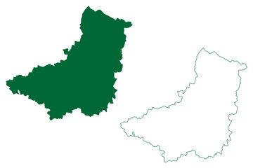 Obraz premium Mahabubabad district (Telangana State, Republic of India) map vector illustration, scribble sketch Mahabubabad map