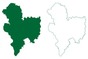 Malda district (West Bengal State, Republic of India) map vector illustration, scribble sketch Maldah or Maldaha map