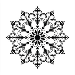 Mehndi mandala silhouette vector with floral displayed on a white background
