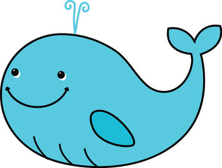 Blue cute whale vector illustration