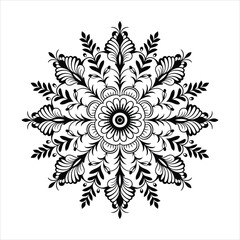 Mehndi mandala silhouette vector with floral displayed on a white background
