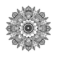 Mehndi mandala silhouette vector with floral displayed on a white background
