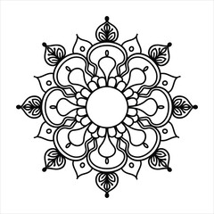 Mehndi mandala silhouette vector with floral displayed on a white background
