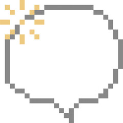 Fototapeta premium 8bit retro game pixel speech bubble balloon with sparkle star icon sticker memo keyword planner text box banner, flat png isolated transparent element design