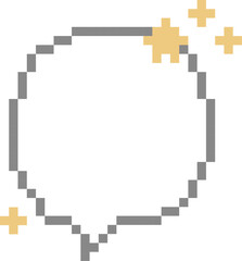 Fototapeta premium 8bit retro game pixel speech bubble balloon with sparkle star icon sticker memo keyword planner text box banner, flat png isolated transparent element design