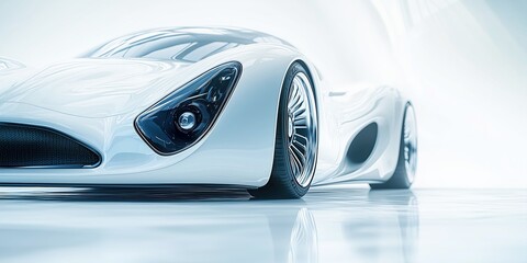 Automotive photography of a sleek white sports car