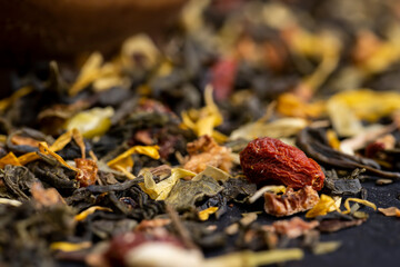 green leaf tea mixed with rose and jasmine flowers