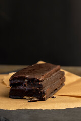 close-up of a piece of cake with nuts and cottage cheese