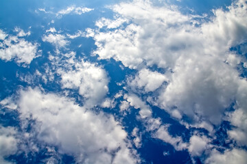 Cloudy blue sky in height.